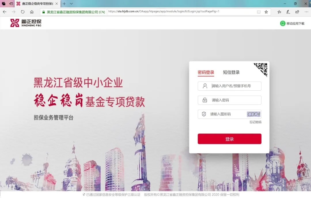 華天動力OA協助鑫正擔保“雙穩平臺”通過“等保三級”審驗